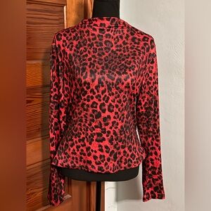 SHEIN long sleeve red & black leopard print top size XL